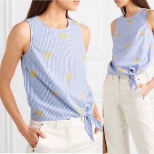 4 for $20 SALE! J Crew Pinstripe Embroidered Tie Waist Tank, Blue/White, Size 00